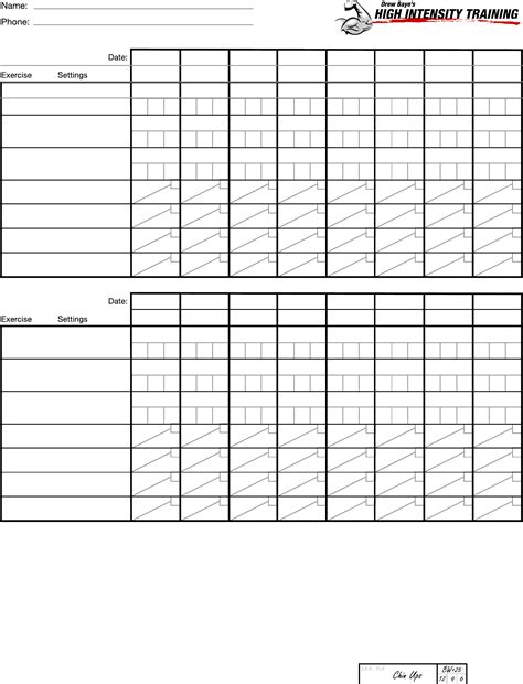 3x3 Workout Chart Template Free Download