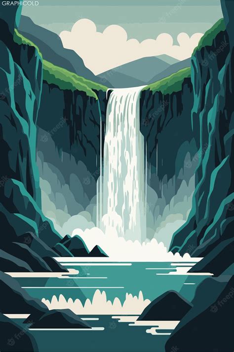 Captivating Waterfall Illustration: Embracing The Beauty Of Nature ...