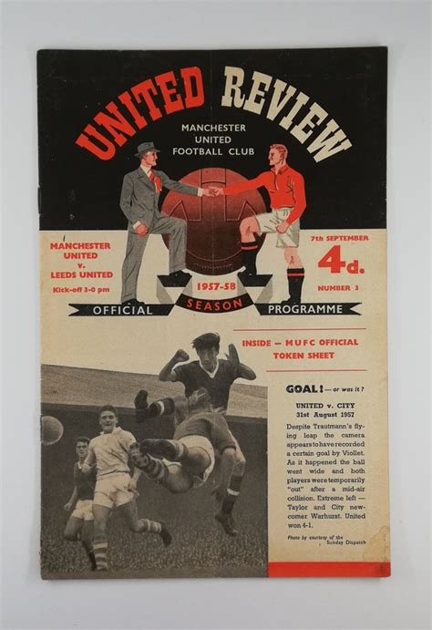 1957-58 Manchester United vs Leeds United Programme with token sheet ...