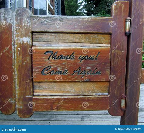 Thank You! Come Again Sign on Swing Wooden Door Stock Image - Image of ...