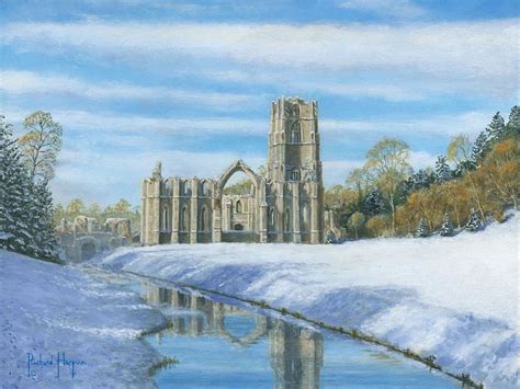 Winter Morning Fountains Abbey Yorkshire Painting by Richard Harpum