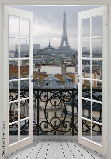 Fototapeta 3D z efektem głębi View of the city from the window. Paris ...