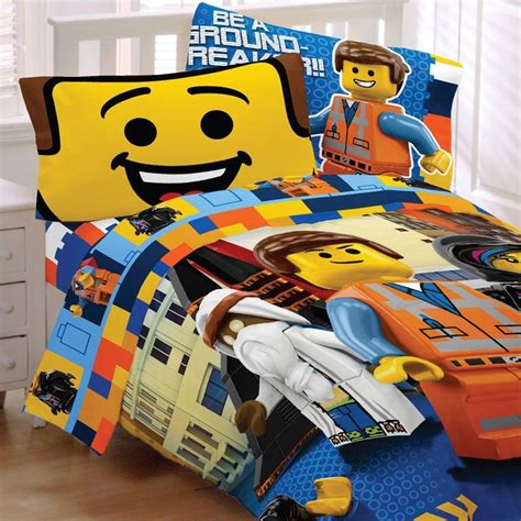 5pc Lego Movie Full Bedding Set Emmet and Wyldstyle Comforter and Sheet ...