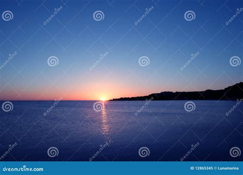 Beautiful Sunset Sunrise Over Blue Sea Stock Image - Image of ...