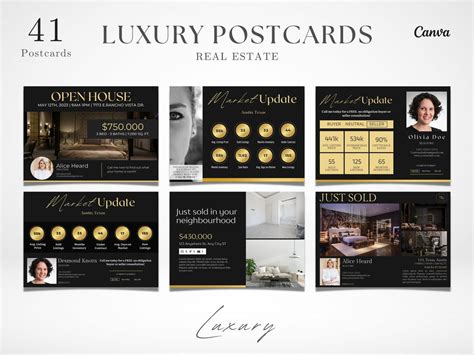 Luxury Real Estate Postcards Realtor Black and Gold Postcards Realtor ...