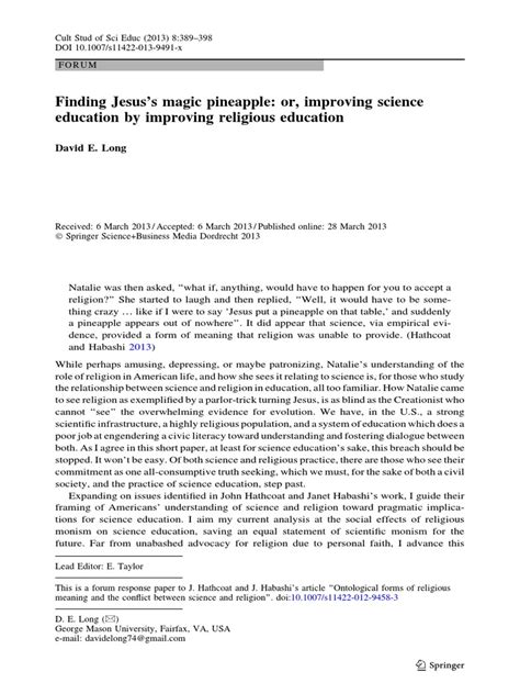 Finding Jesuss Magic Pineapple or Improv PDF | PDF | Monism | Science