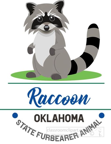 Oklahoma State Clipart-oklahoma state furbearer animal raccoon vector ...