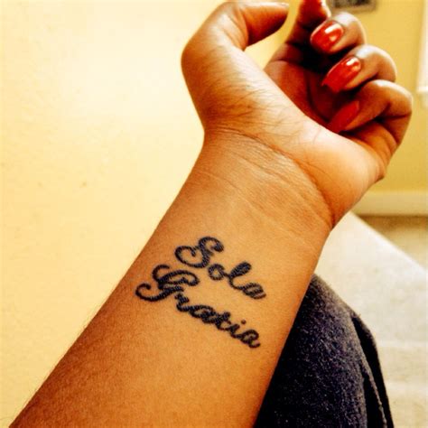 Wrist tattoo: Sola Gratia "by grace alone" stems from The Five Solae ...