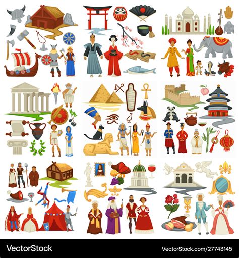 World history and countries culture traveling Vector Image