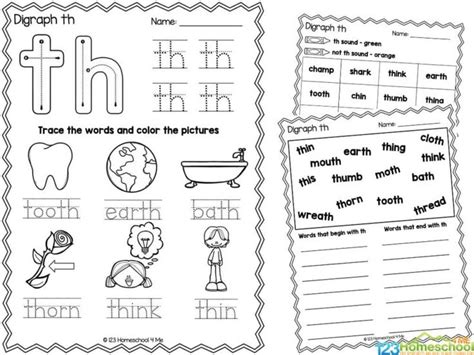 FREE Printable TH Sound Words Digraph Worksheets | Digraphs ... - Worksheets Library