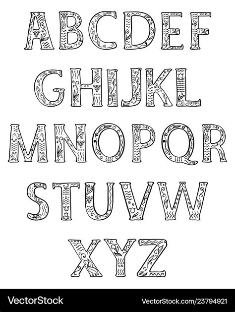 Black and white alphabet capital letters Vector Image