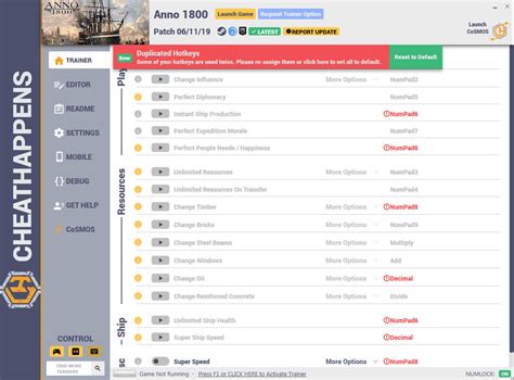 Anno 1800 Trainer +18 v06.11.2019 (Cheat Happens) GAME TRAINER download pc cheat codes