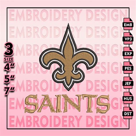 New Orleans Saints Embroidery Files, NFL Logo Embroidery Des | Inspire ...