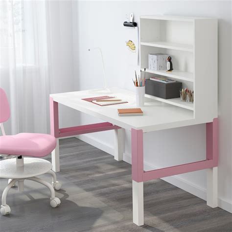 PÅHL Desk with shelf unit - white, pink - IKEA