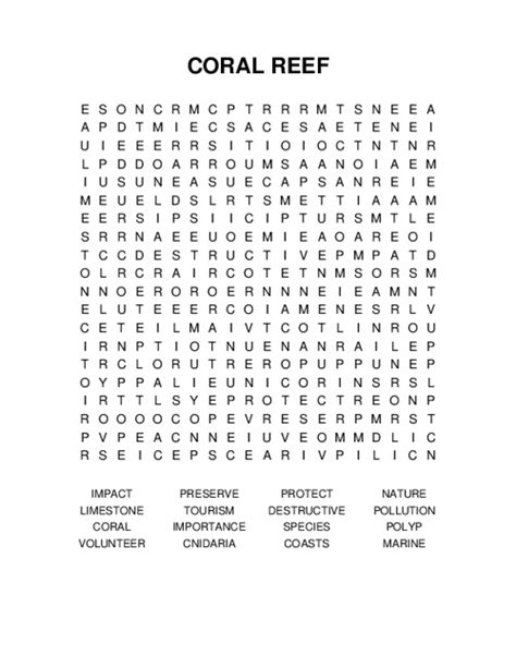 CORAL REEF Word Search