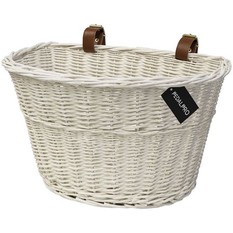 PEDALPRO WHITE WICKER BICYCLE BASKET WITH LEATHER STRAPS BIKE/CYCLE SHOPPING | eBay