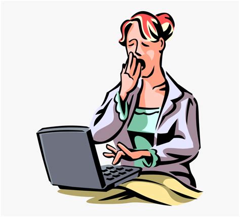 19 Tired Clip Black And White Tired Office Worker Huge - Women On Laptop Clip Art, HD Png ...