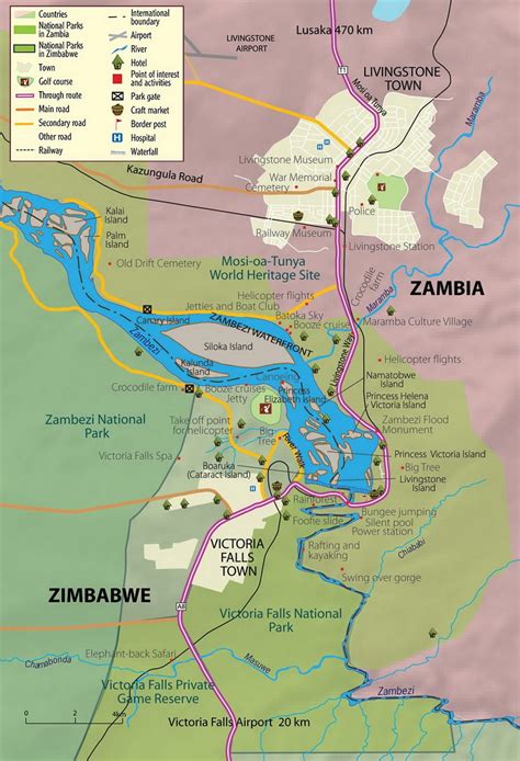 Zambia and Zimbabwe. Victoria Falls Map | Places. Africa. Eastern ...