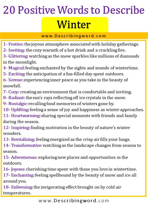 20 Positive Words to Describe Winter - DescribingWord.Com