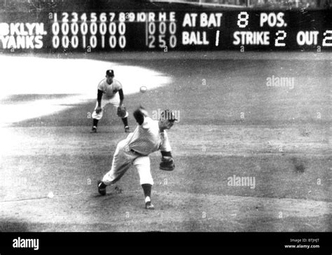 Don Larsen of the NY Yankees pitches perfect game against Brooklyn Dodgers in Game 5 of 1956 ...