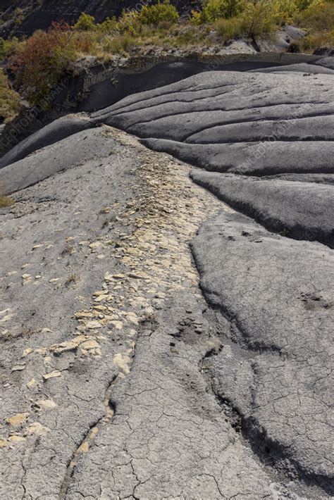 Marly limestone in Albian blue marls of Sisteron, France - Stock Image - C056/6027 - Science ...