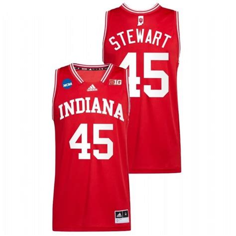 Parker Stewart 45 Indiana Hoosiers 2022 March Madness Basketball Men Jersey - Red - Bluefink