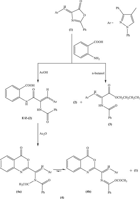 Scheme 1. Reaction of 1 with 2-aminobenzoic acid in different media ...