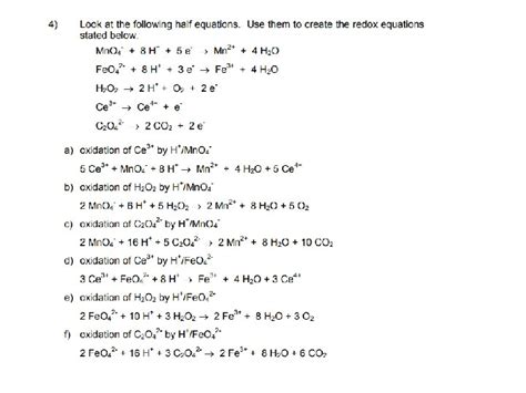 Writing Half Equations Worksheet With Answers Chemsheets - Tessshebaylo