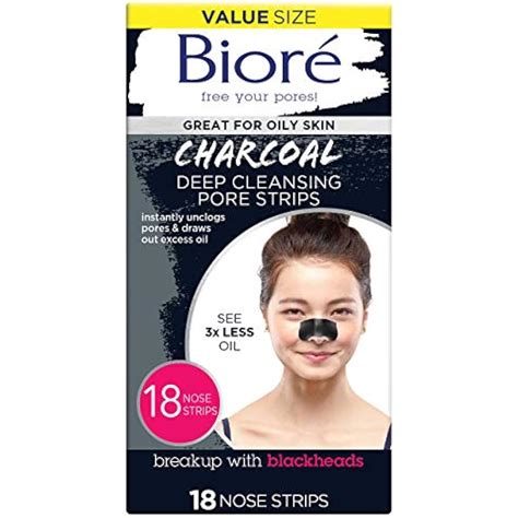 Bioré Charcoal, Deep Cleansing 18 Nose Strips For Blackhead Removal On ...