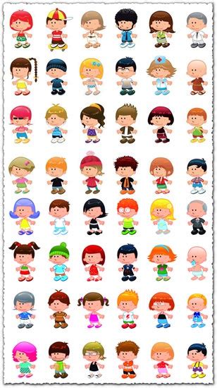 Cartoon children vector characters