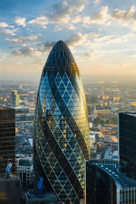 LONDON - OCTOBER 1: Gherkin Building (30 St Mary Axe) during Sunrise in London on October 1 ...