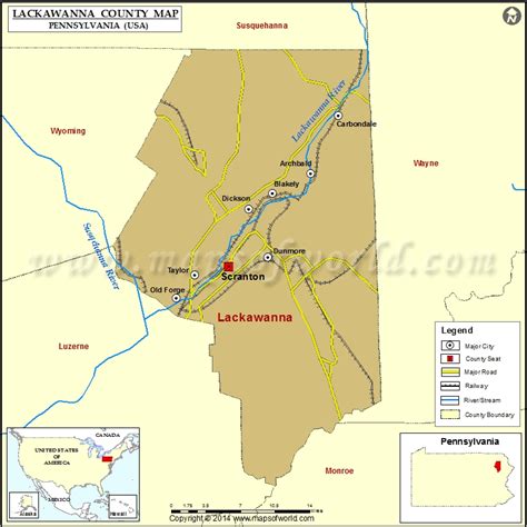 Lackawanna County Map, Pennsylvania