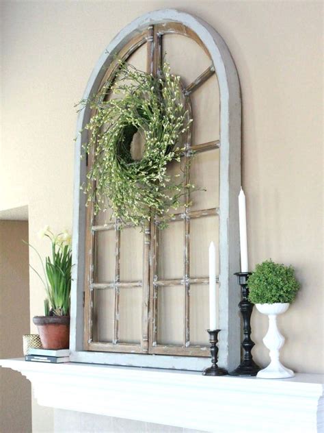 arch wall decor s wood and metal decoration ideas window frame | Mantel decorations, Fireplace ...