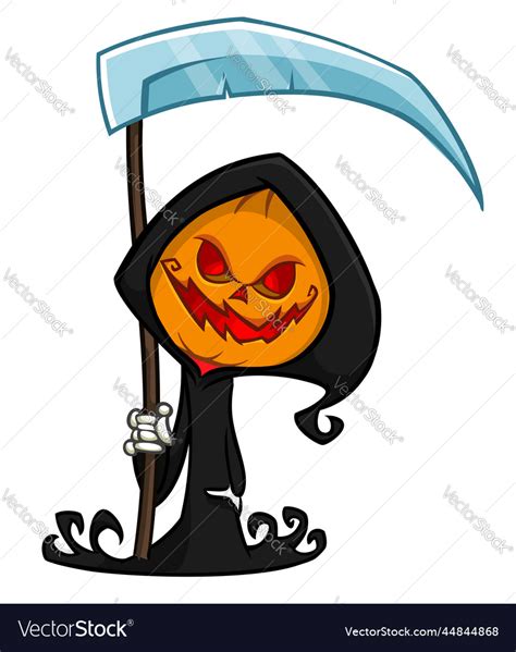 Grim reaper pumpkin head cartoon character Vector Image