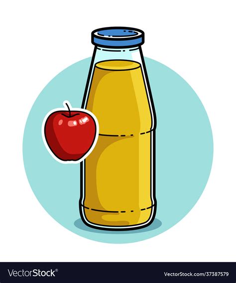 Apple juice in a glass bottle isolated on white Vector Image