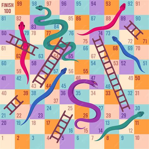 Premium Vector | Snakes and ladders. Kids dice board game. Climbing ...