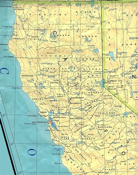 1Up Travel - Maps of California. California (Northern) original scale 1:2,500,000 U.S.G.S. 1972 ...