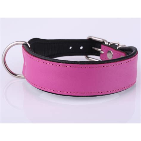 Personalised Pink Leather Dog Collar with Soft Padding