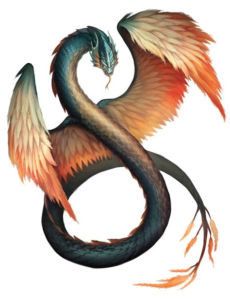 Couatl (from the D&D fifth edition Monster Manual). Art by Conceptopolis. | Fantasy beasts ...