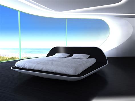 Futuristic Floating Bed for a Modern Bedroom