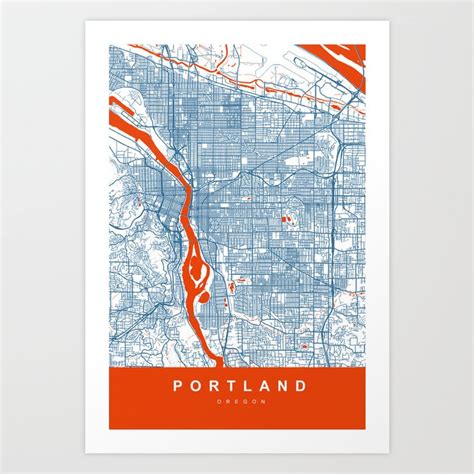 Portland Map Oregon | White, More Colors Review My Collections Art Print by Urban Maps | Society6