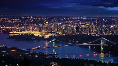 Vancouver Downtown Night Cityscape 4K Wallpapers | HD Wallpapers | ID #29910