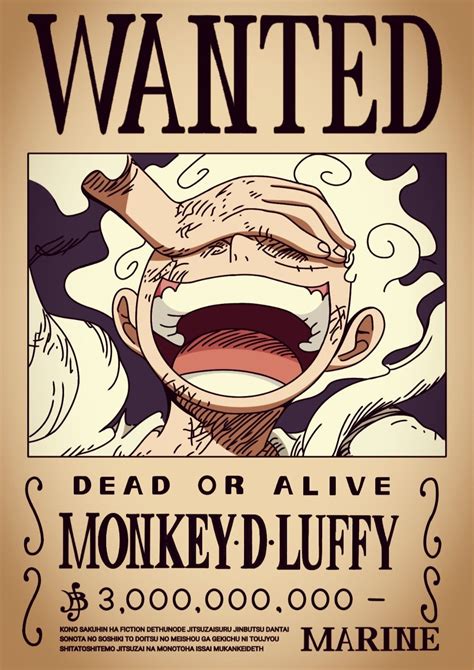 Luffy Gear 5 Wanted Poster HD - One Piece Cartoon