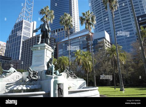 Statue of captain arthur phillip, first governor of NSW in Royal Botanic Garden in Sydney ...