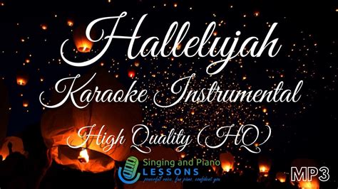 Hallelujah Karaoke Instrumental HQ in Female Key, K.D. Lang, Alexandra ...