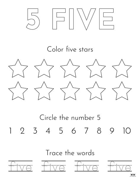 Number 5 Tracing Worksheets - 15 FREE Pages | Printabulls