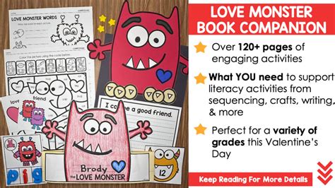 Love Monster Craft & Activities for Valentines Day, Writing, Centers, Literacy, Math - Simply Kinder