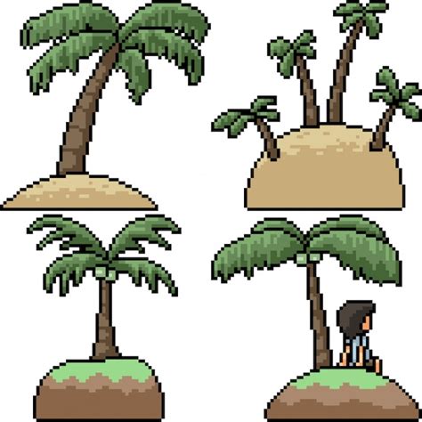 Premium Vector | Pixel art isolated palm island