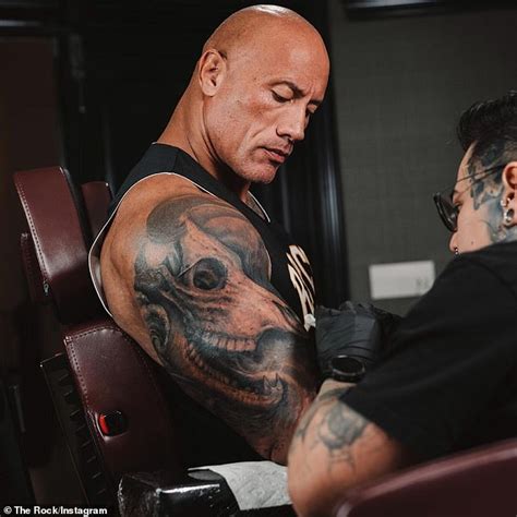 Dwayne Johnson gives update on his massive arm tattoo of a bull that he has been enhancing ...