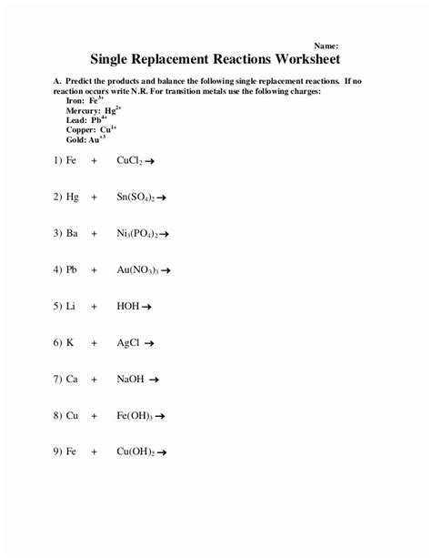 50 Double Replacement Reaction Worksheet